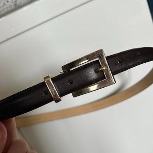 Anne Klein Genuine Italian Calfskin Dark Brown and Gold Belt Large